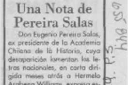 Una nota de Pereira Salas.