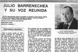 Julio Barrenechea y su voz reunida.  [artículo] Carlos Ruiz-Tagle.