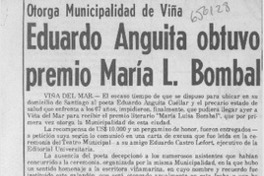 Eduardo Anguita obtuvo premio María L. Bombal.