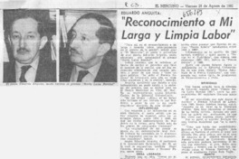 "Reconocimiento a mi larga y limpia labor"  [artículo] Eduardo Anguita.