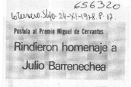 Rindieron homenaje a Julio Barrenechea.  [artículo]
