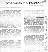 Atacama de plata  [artículo] Medardo Cano Godoy.