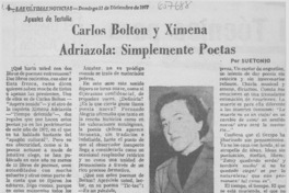 Carlos Bolton y Ximena Adriazola: simplemente poetas