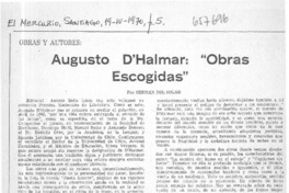 Augusto D'Halmar, "Obras escogidas"  [artículo] Hernán del Solar.