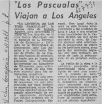 "Las Pascualas" viajan a Los Angeles.  [artículo]