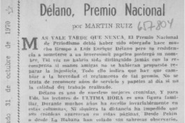 Délano, premio nacional  [artículo] Martín Ruiz.