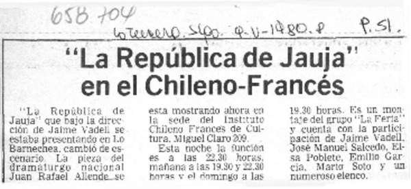 La República de Jauja en el Chileno-Francés.  [artículo]