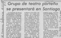 Grupo de teatro porteño se presentará en Santiago.