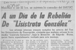 A un día de la rebelión de "Lisístrata González".  [artículo]