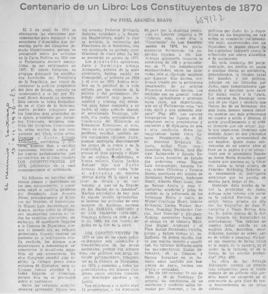 Centenario de un libro: Los constituyentes de 1870