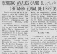 Benigno Avalos ganó el certamen zonal de libretos.