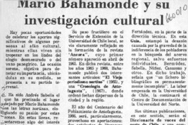 Mario Bahamonde y su investigación cultural  [artículo] José a. González P.
