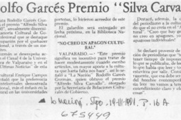 Rodolfo Garcés premio "Silva Carvallo".