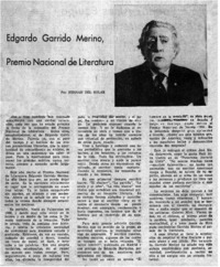 Edgardo Garrido Merino, Premio nacional de literatura