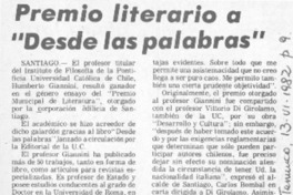 Premio literario a "Desde las palabras".
