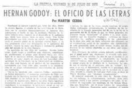 Hernán Godoy, el oficio de las letras