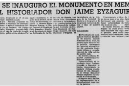 Ayer se inauguró el monumento en memoria del historiador don Jaime Eyzaguirre.