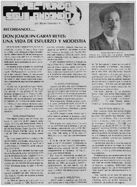 Don Joaquín Garay Reyes: una vida de esfuerzo y modestia