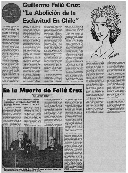 Guillermo Feliú Cruz, "La abolición de la esclavitus en Chile"