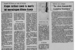 Ataque cardíaco causó la muerte del neurocirujano Alfonso Asenjo.