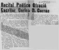 Recital poético ofreció escritor Carlos R. Correa.
