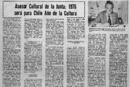 Asesor cultural de la junta : 1976 será para Chile año de la cultura