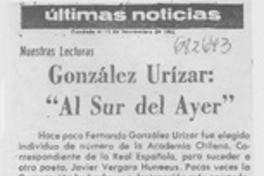 González Urízar "Al sur del ayer"