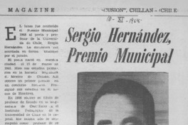 Sergio Hernández, Premio Municipal.