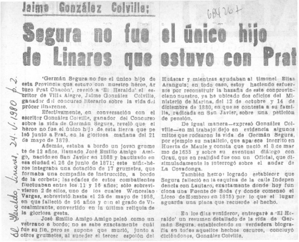 Segura no fue el único hijo de Linares que estuvo con Prat : [artículo].