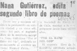 Nana Gutiérrez, edita segundo libro de poemas.