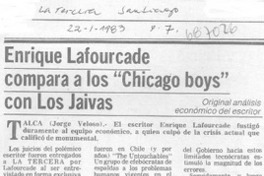 Enrique Lafourcade compara a los "Chocago boys" con Los Jaivas