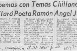 Pomeas con temas chillanejos editará poeta Ramón Angel Jara.