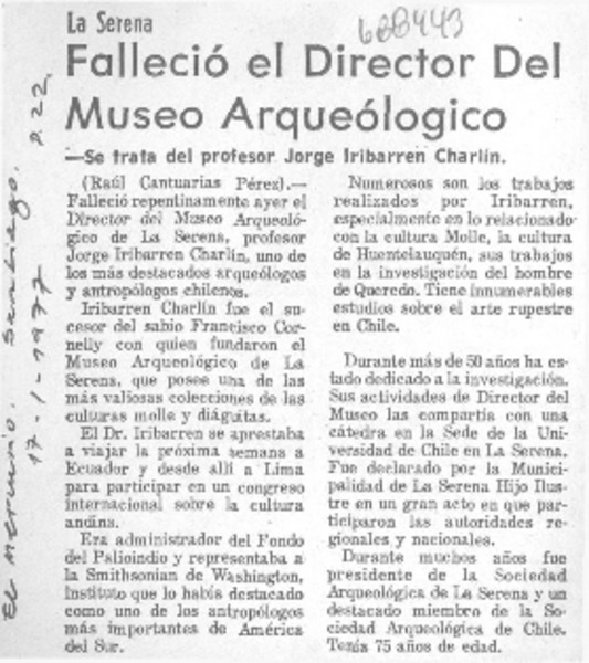 Falleció el director del Museo Anqueológico
