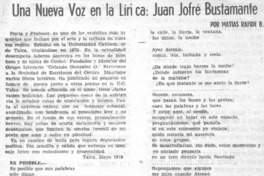 Una nueva voz en la lírica: Juan Jofré Bustamante