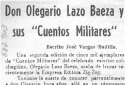 Don Olegario Lazo Baeza y sus "Cuentos militares"