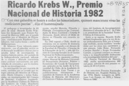 Ricardo Krebs W. Premio Nacional de Historia 1982.