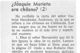 ¿Joaquín Murieta era chileno? (2)