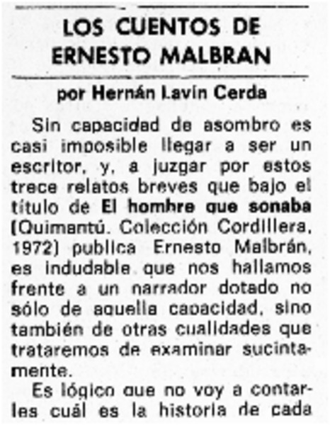 Los cuentos de Ernesto Malbran.