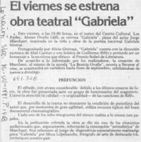 El Viernes se estrena obra teatral "Gabriela".