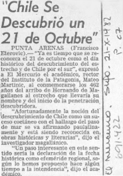 Chile se descubrió un 21 de octubre