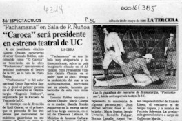 "Caroca" será presidente en estreno teatral de UC  [artículo].