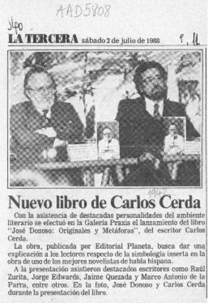 Nuevo libro de Carlos Cerda