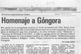 Homenaje a Góngora  [artículo] Cristián Garay.