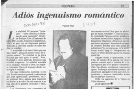 Adiós ingenuismo romántico  [artículo] Patricio Ríos.