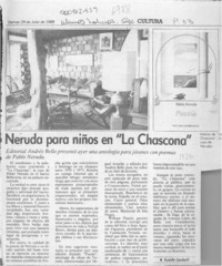 Neruda para niños en "La Chascona"  [artículo] Rodolfo Gambetti.