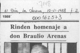Rinden homenaje a don Braulio Arenas  [artículo].