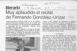 Muy aplaudido el recital de Fernando González-Urízar  [artículo].