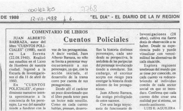 Cuentos policiales  [artículo] Luis E. Aguilera.