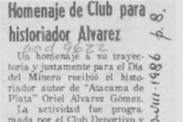 Homenaje de Club para historiador Alvarez