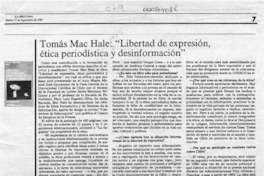 Tomás Mac Hale, "Libertad de expresión, ética periodística y desinformación"